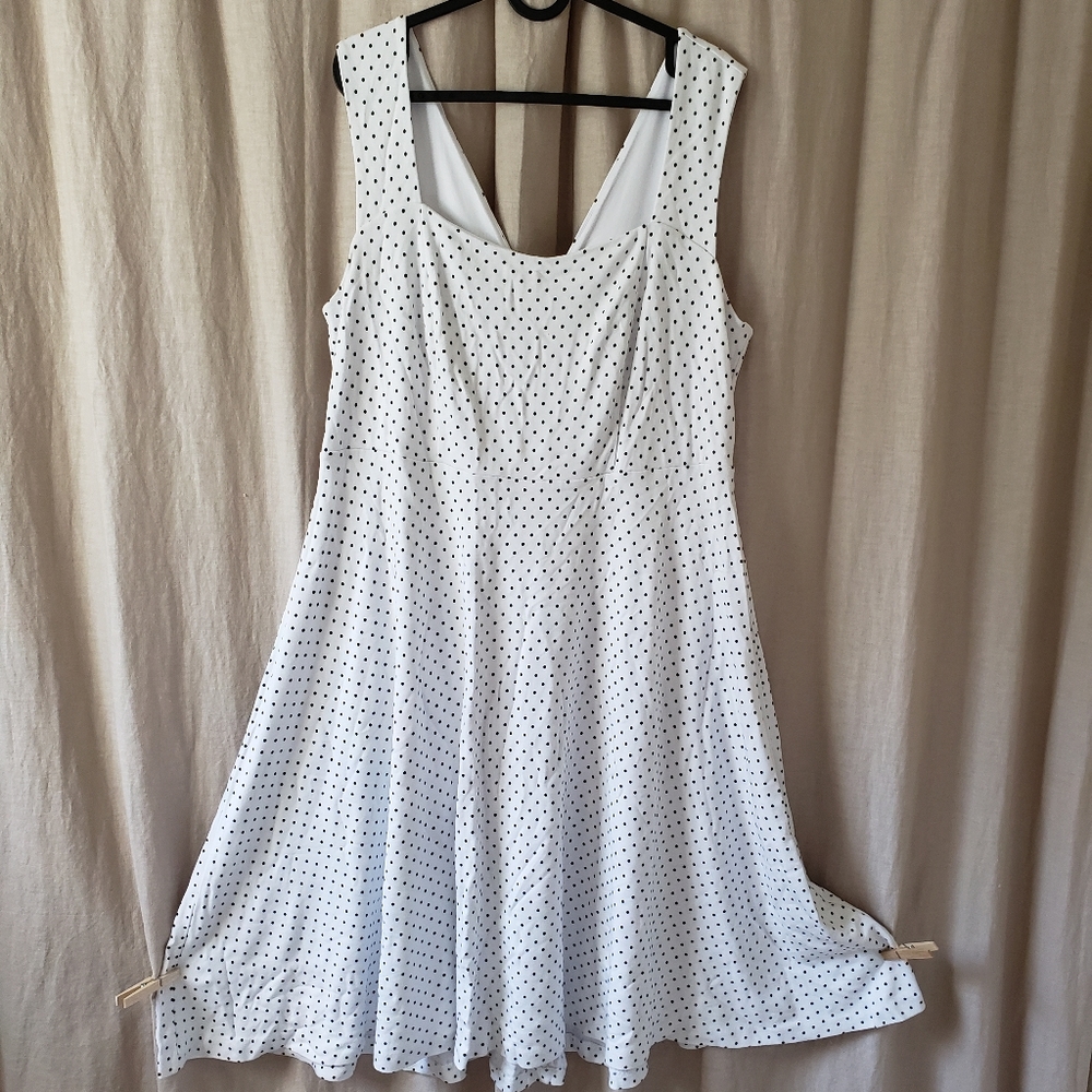 Torrid white and black dot sleeveless retro dress